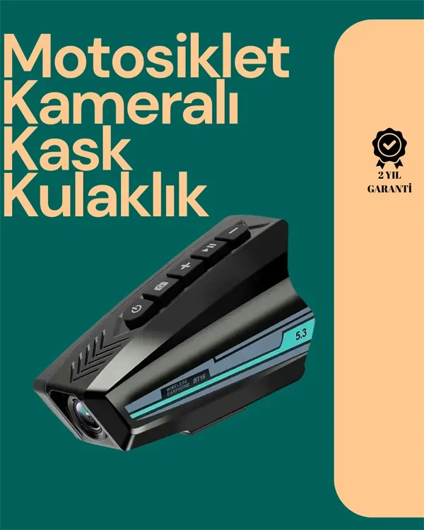 BT16 Akıllı Motosiklet Kask Kamerası - 50 Saat Pil, WiFi & IP65 Su Geçirmez