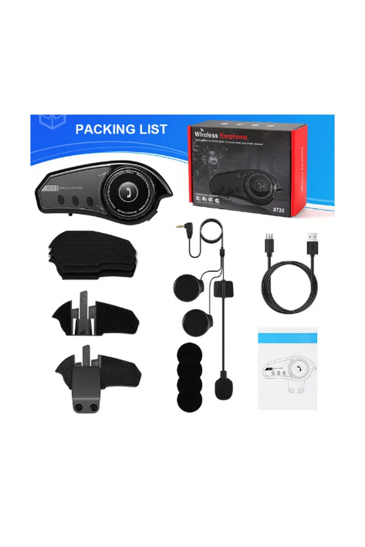 Just Cheap Store Bt35 Kask Kulaklik Bluetooth 5.0 Motosiklet İnterkom Su Geçirmez 