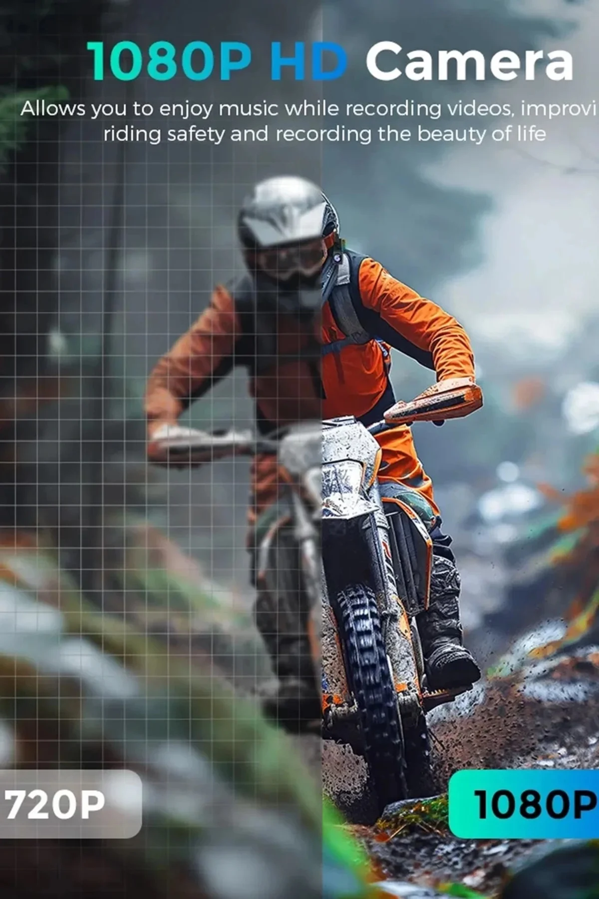 Bt68 Motosiklet Kask Bluetooth Kulaklık 1080P Kamera Ses Kontrolü Video Kayıt Özellikli İntercom - Görsel 2