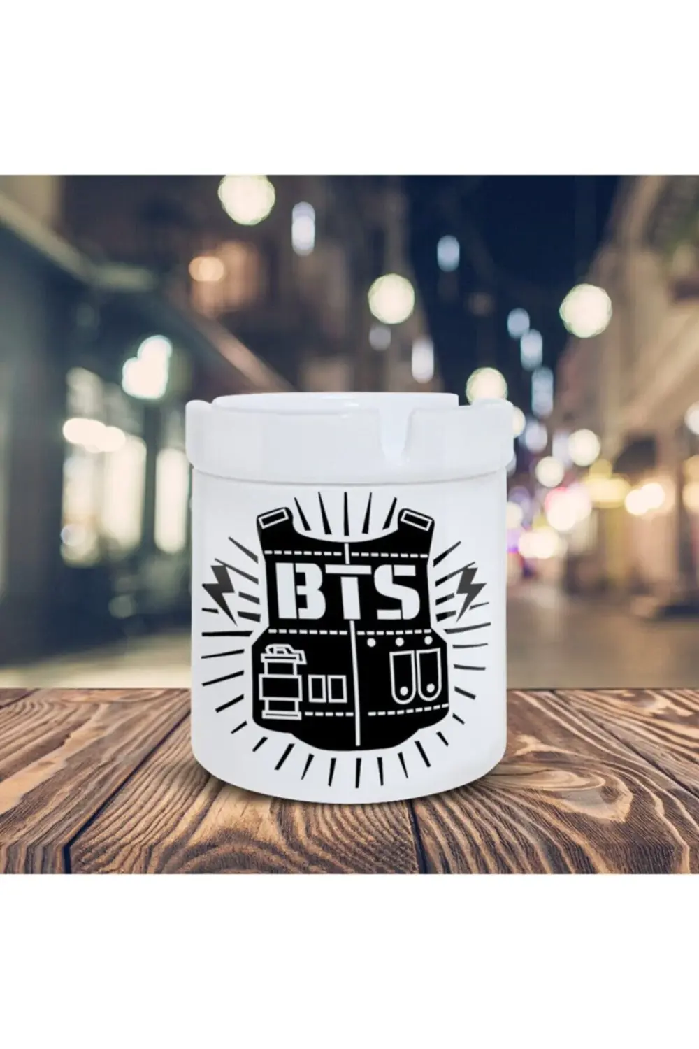 Bts Logolu Müzik Grubu Baskılı Küllük Seramik Kül Tablası-02144