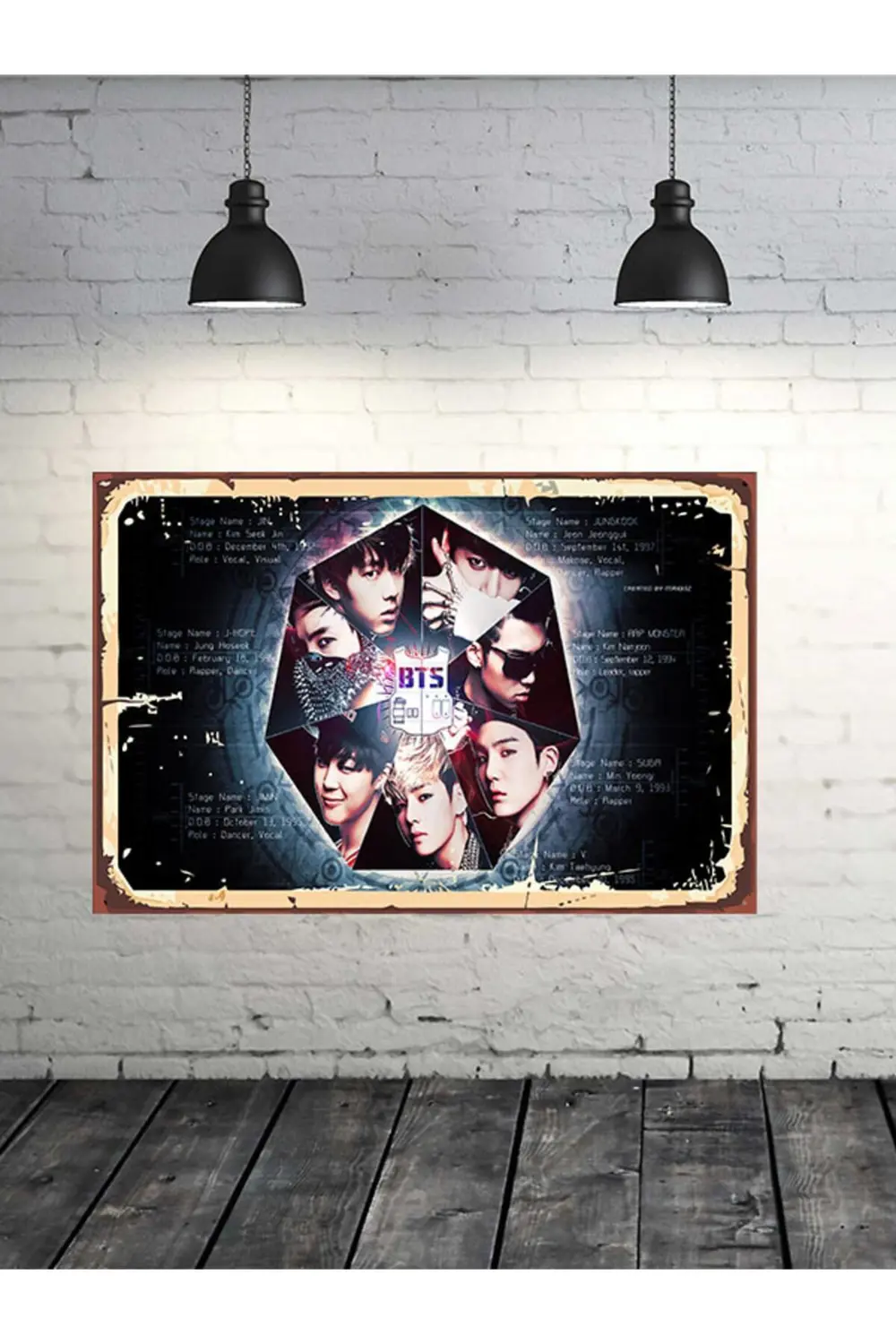 Bts Tasarımlı 20x30cm Retro Ahşap Tablo