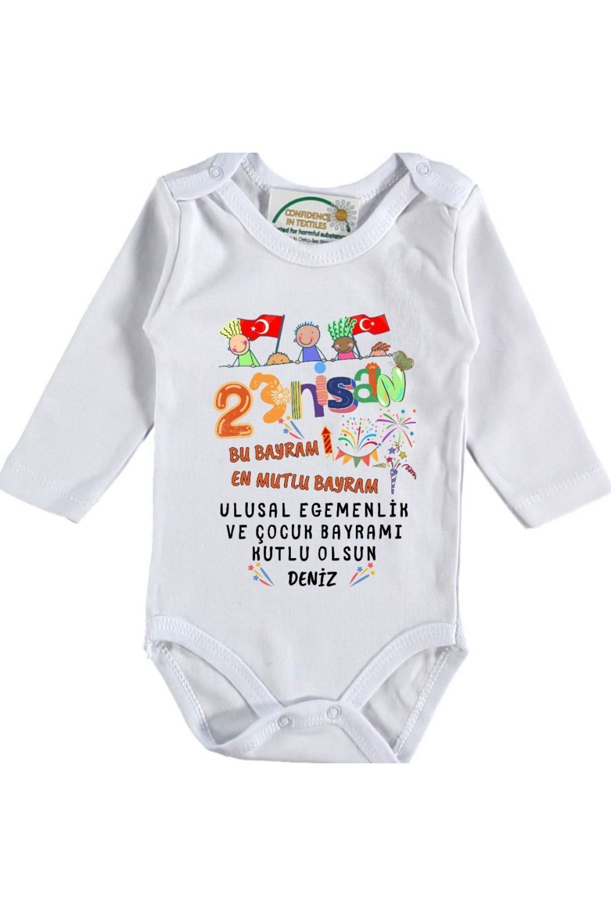 Bu Bayram en Mutlu bayram 23 Nisan Çocuk Bayramı Yazılı Bebek Zıb