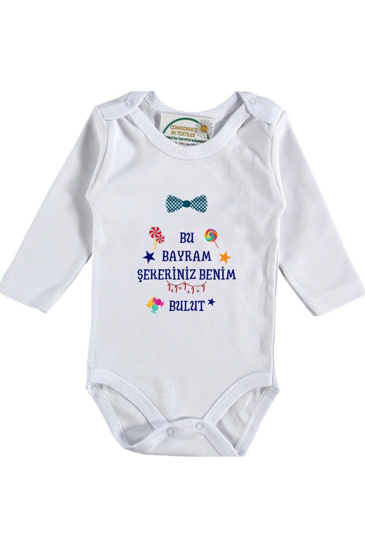 Bu Bayram şekeri Benim Yazılı Erkek Bebek Zıbın