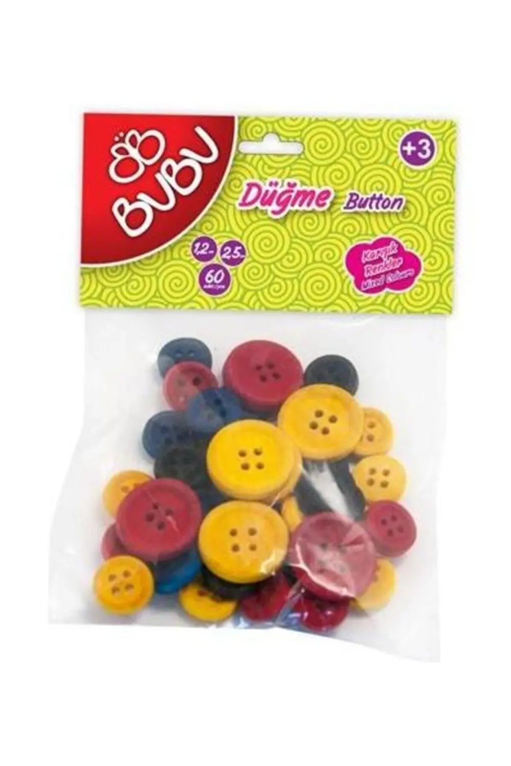 BU BU  DÜĞME 1,2 CM-2,5 CM 40 LI RENKLİ