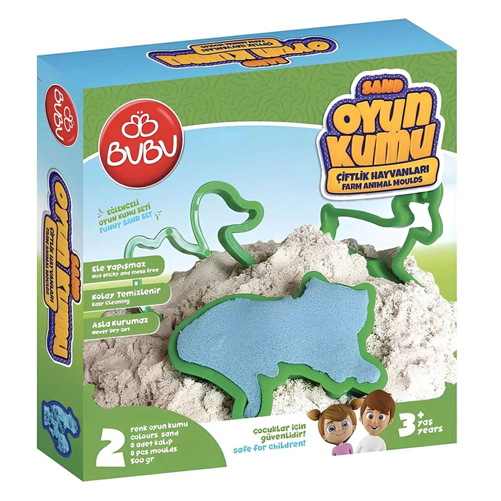 Bu-Bu Games Oyun Kumu ve Çiftlik Hayvan Kalıplı Set 500 gr Bu-Bu Games Oyun Kumu ve Çiftlik Hayvan Kalıplı Set 500 gr