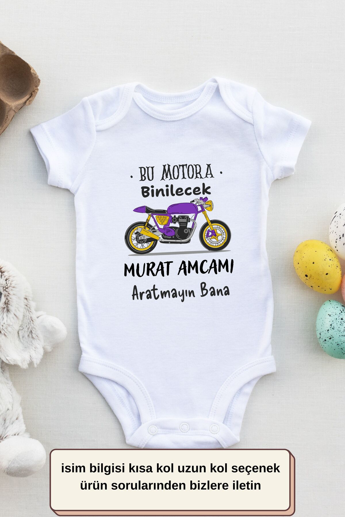 Bu Motora Binilecek Yazılı Kişiye özel Bebek Zıbın - %100 Pamuk