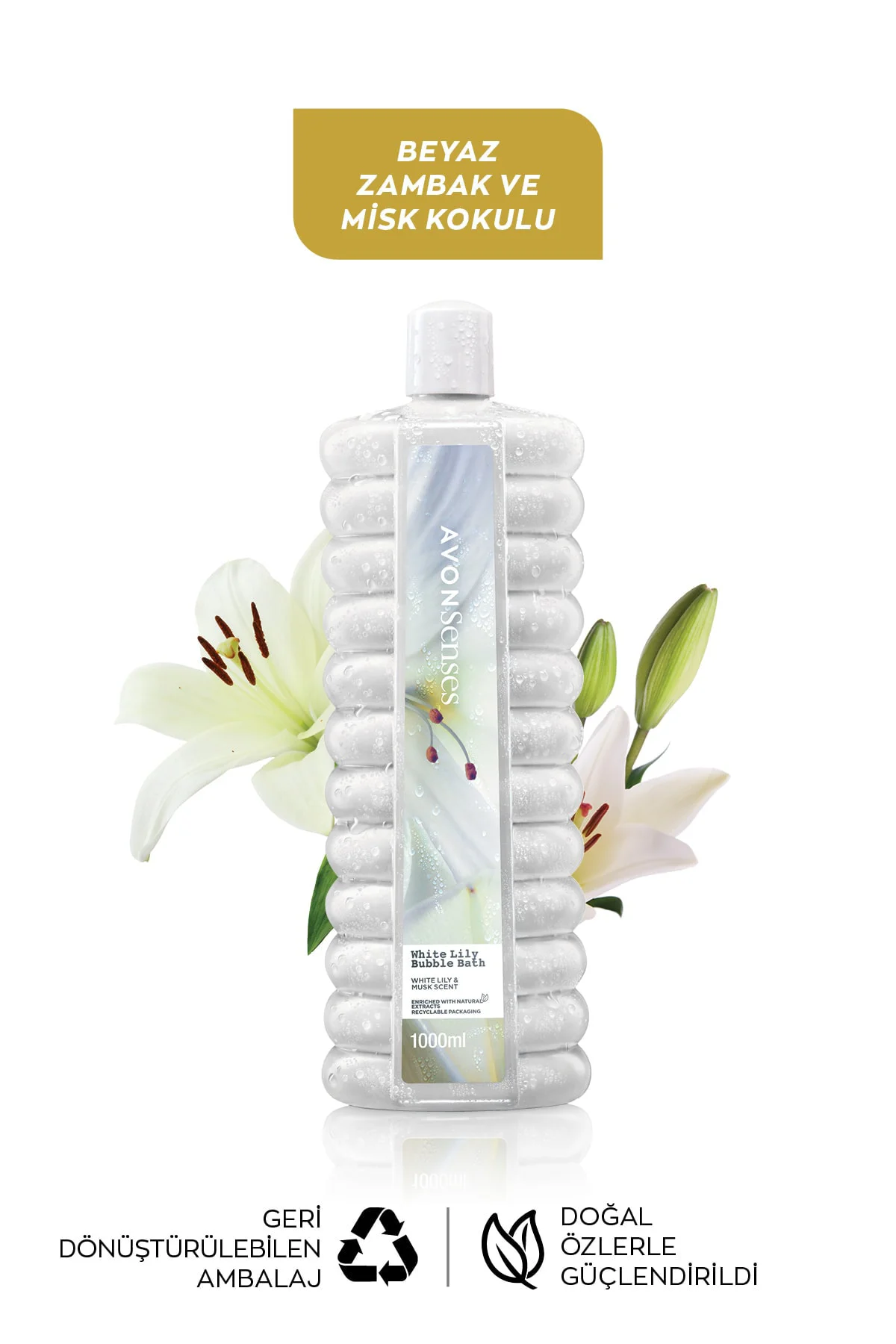 Bubble Bath Beyaz Zambak Kokulu Banyo Köpüğü 1lt 3'lü Paket