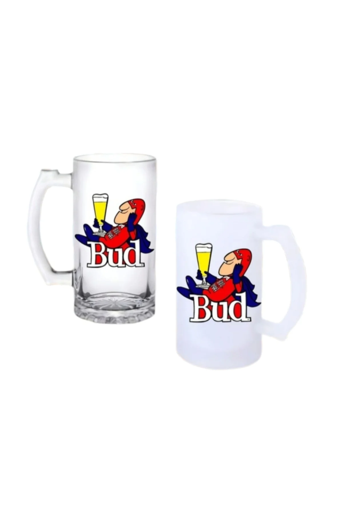Bud Kulplu Bira Bardağı Buzlu veya Şeffaf Seçenekli 045