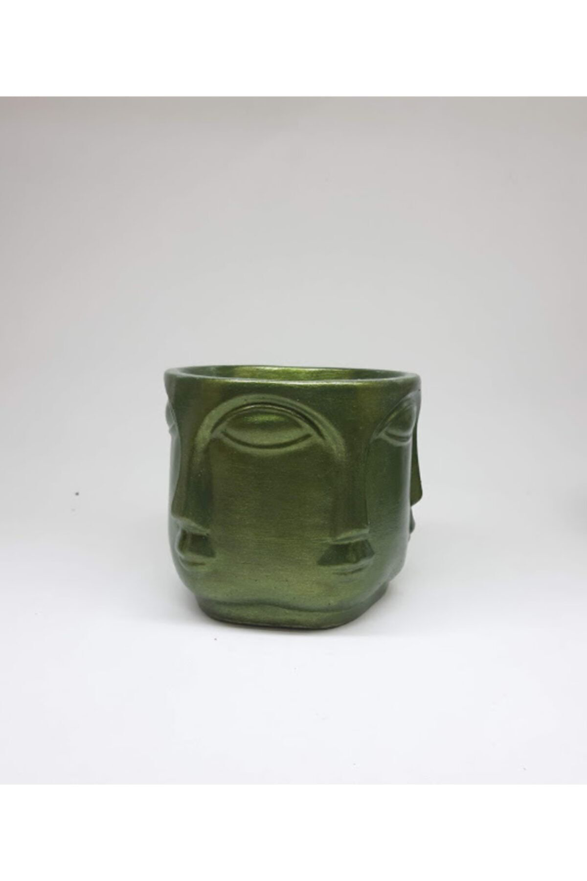 Dodemert Home Buddhaa Face Büyük Boy Yeşil Beton Tasarim Saksi Kalemlik