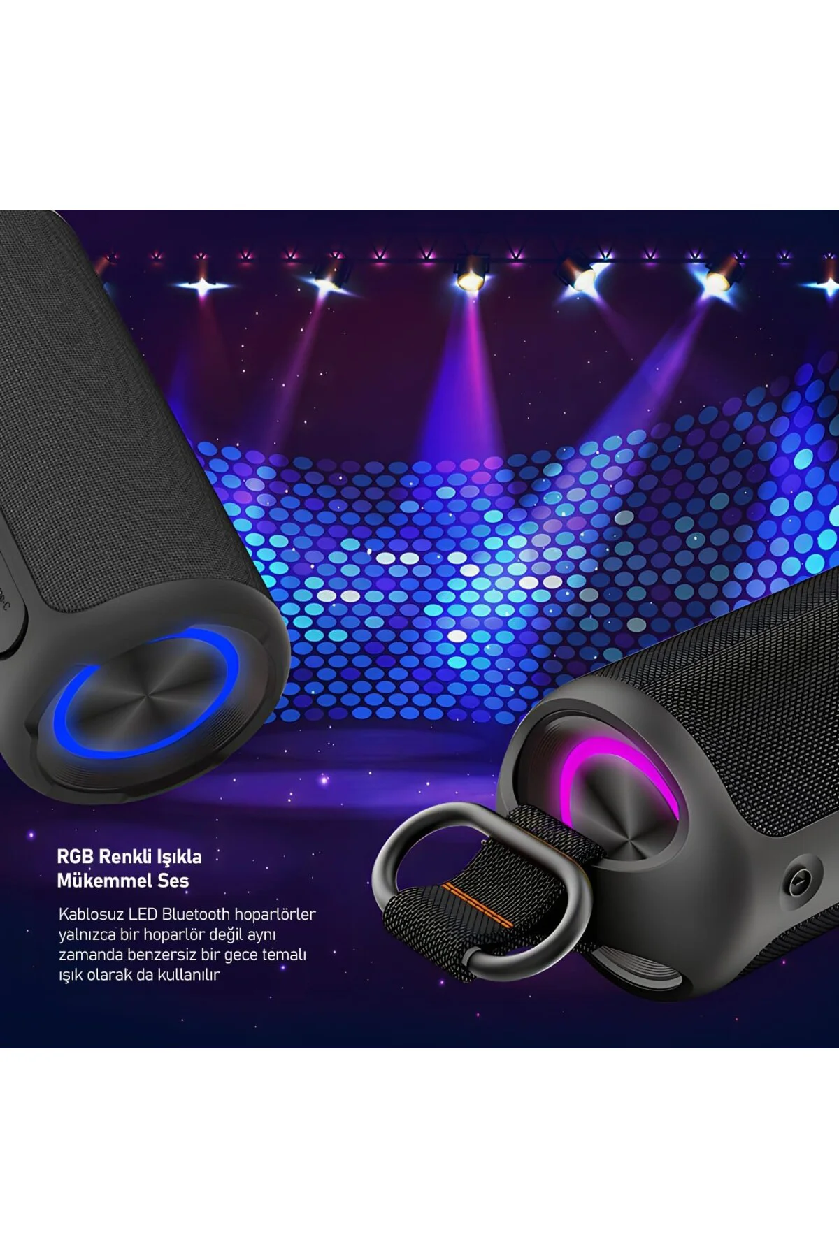 Buff BF22 Taşınabilir IPX7 Su Geçirmez RGB Işıklı Kablosuz Blueto Buff BF22 Taşınabilir IPX7 Su Geçirmez RGB Işıklı Kablosuz Blueto