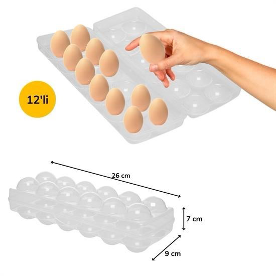 BUFFER® 12li Şeffaf Kapaklı Kilitli Yumurta Saklama Kabı Kutusu A