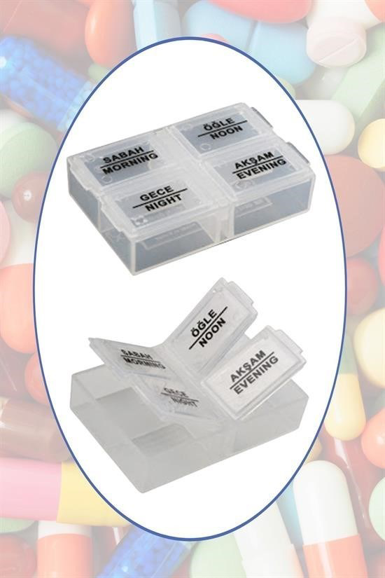 BUFFER® 4 Öğün Günlük Hap İlaç Saklama Taşıma Kutusu İlaç Hatırla