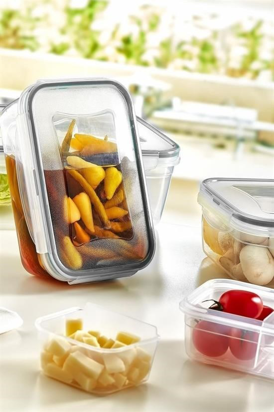 BUFFER® 4lü İç İçe Sızdırmaz Contalı Kilitli Kapaklı Plastik Erza