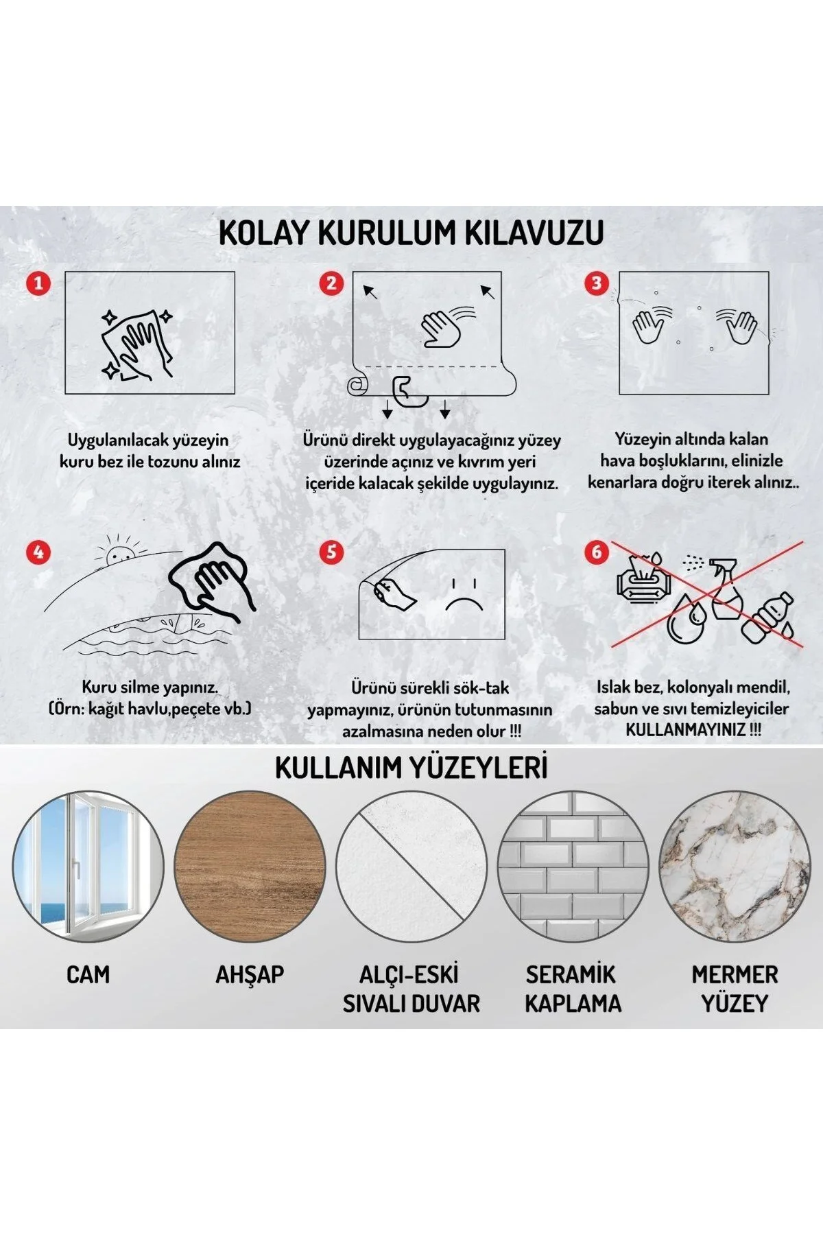 BUFFER® 70x70cm Statik İz Bırakmaz Kağıt Renkli Çarpım Tablosu