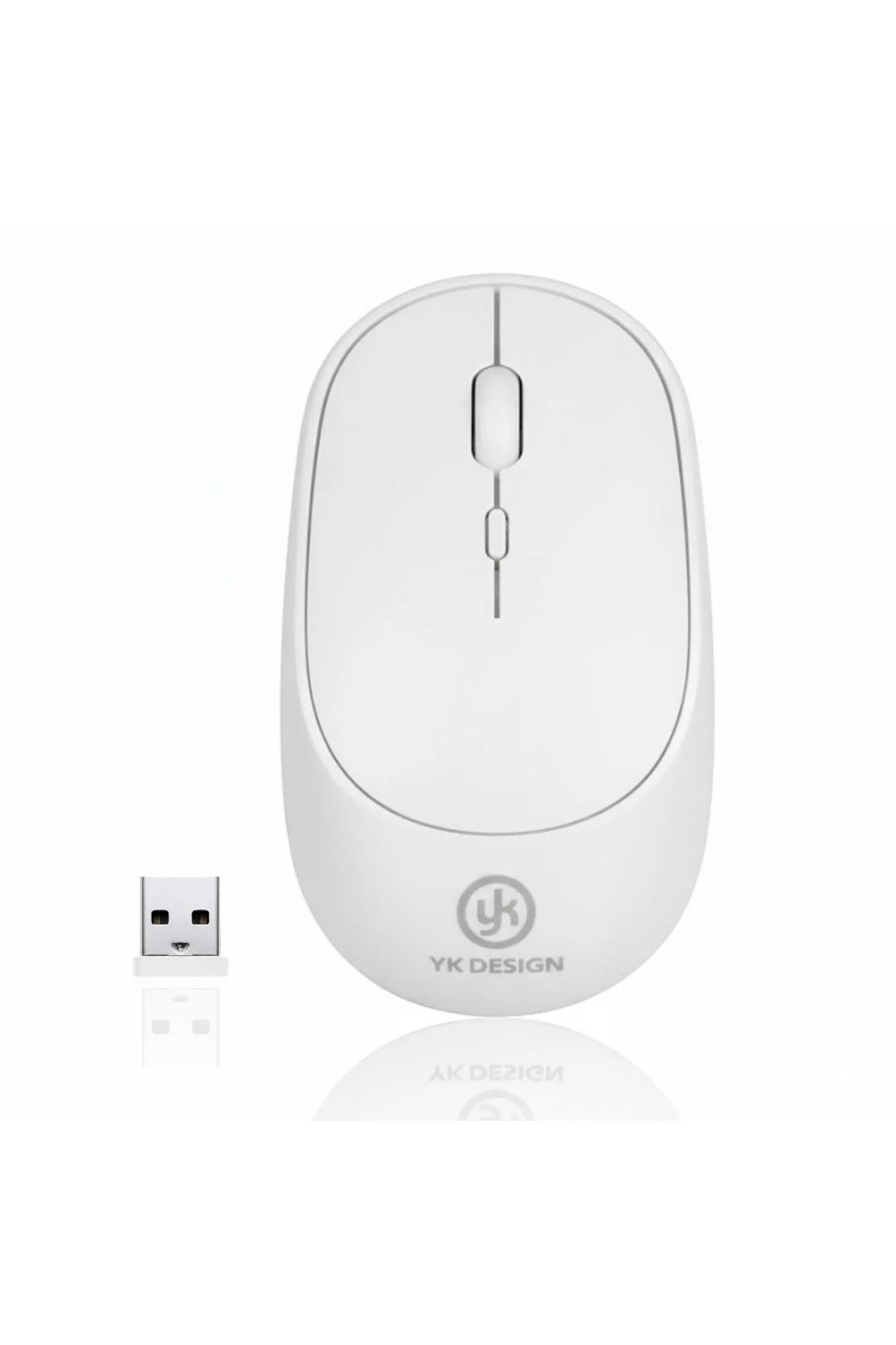BUFFER® Beyaz Renkli Ergonomik Sessiz Kablosuz Mouse – USB Alıcıl
