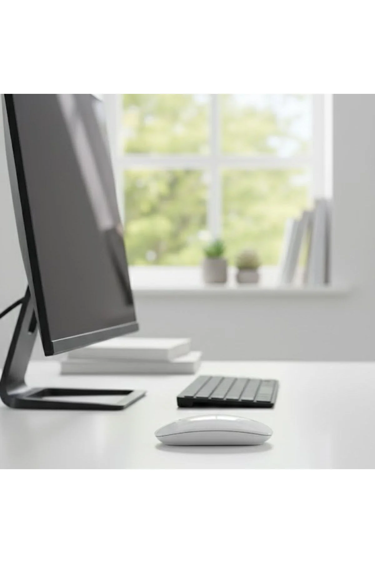 BUFFER® Beyaz Renkli Ergonomik Sessiz Kablosuz Mouse – USB Alıcıl