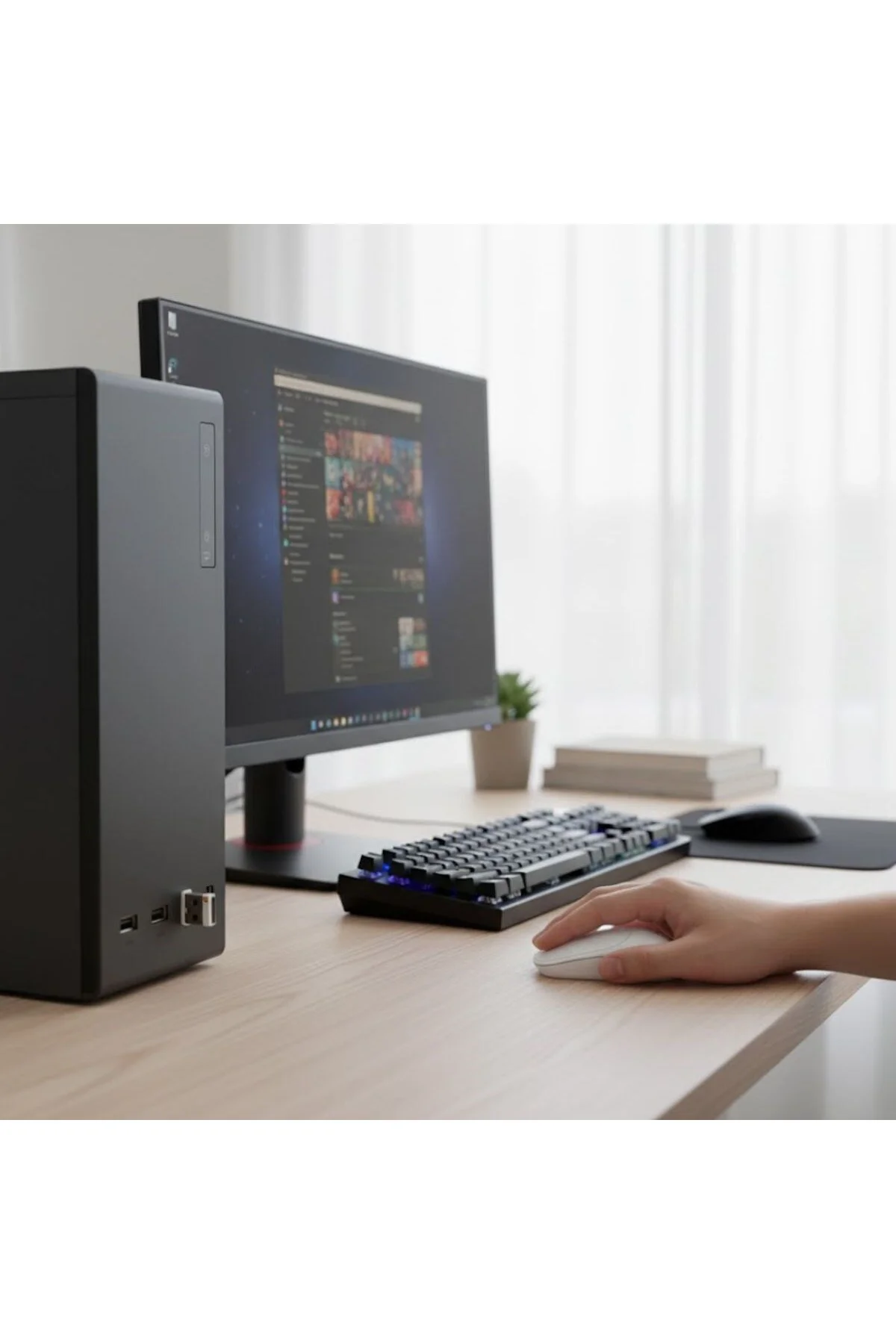 BUFFER® Beyaz Renkli Ergonomik Sessiz Kablosuz Mouse – USB Alıcıl