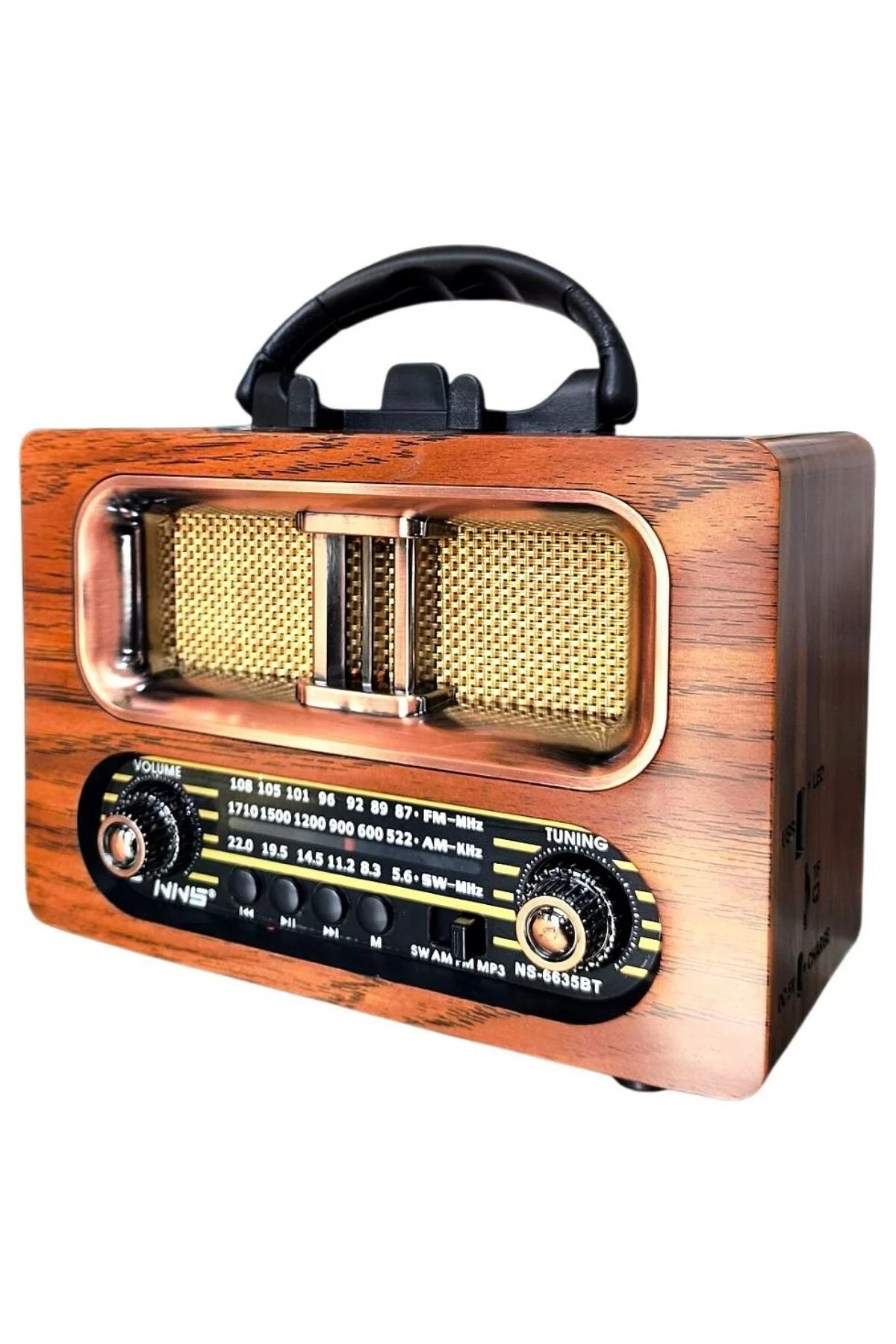 BUFFER® Büyük Boy Retro, Nostaljik, Ahşap Tasarım Bluetooth Hopar