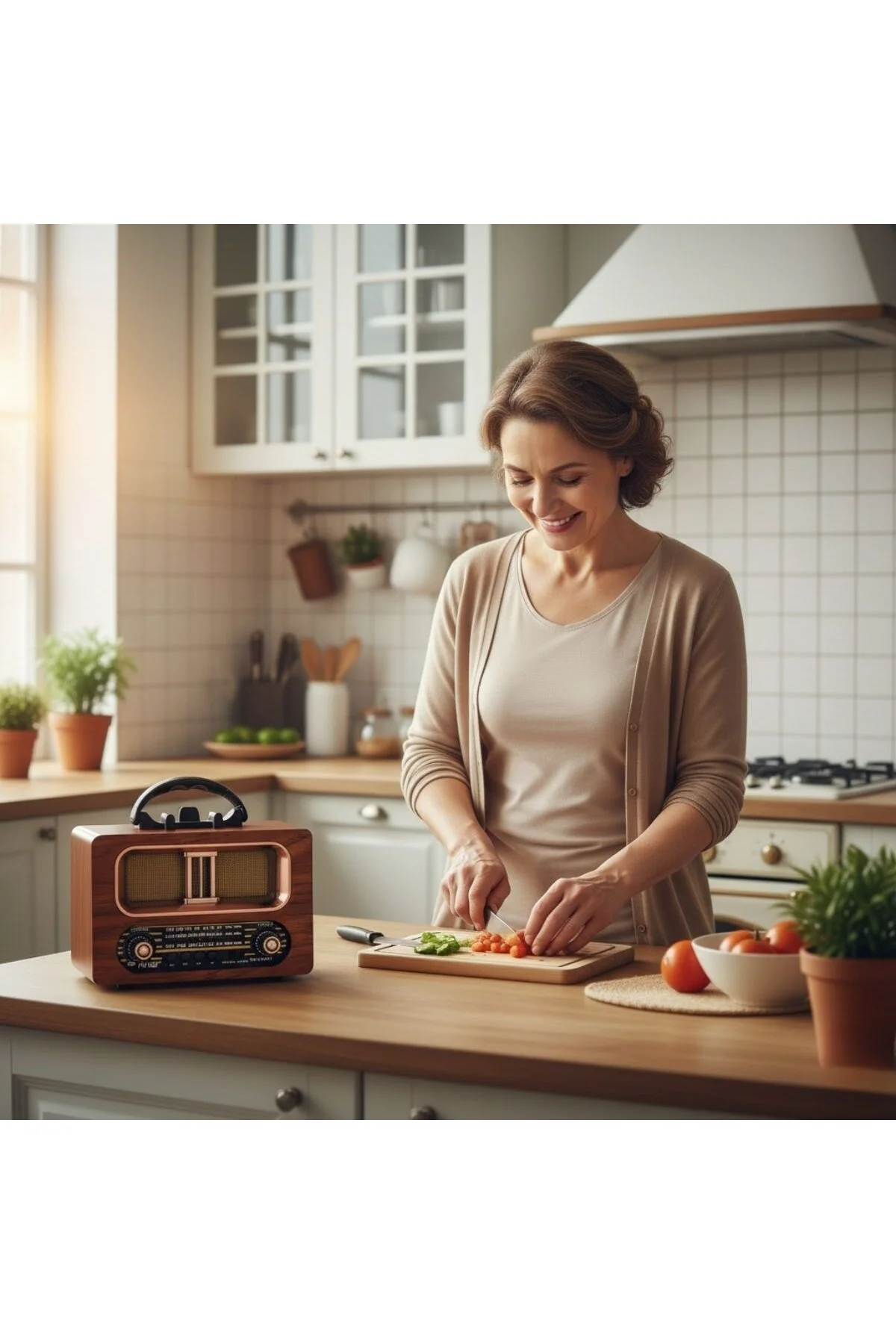 BUFFER® Büyük Boy Retro, Nostaljik, Ahşap Tasarım Bluetooth Hopar