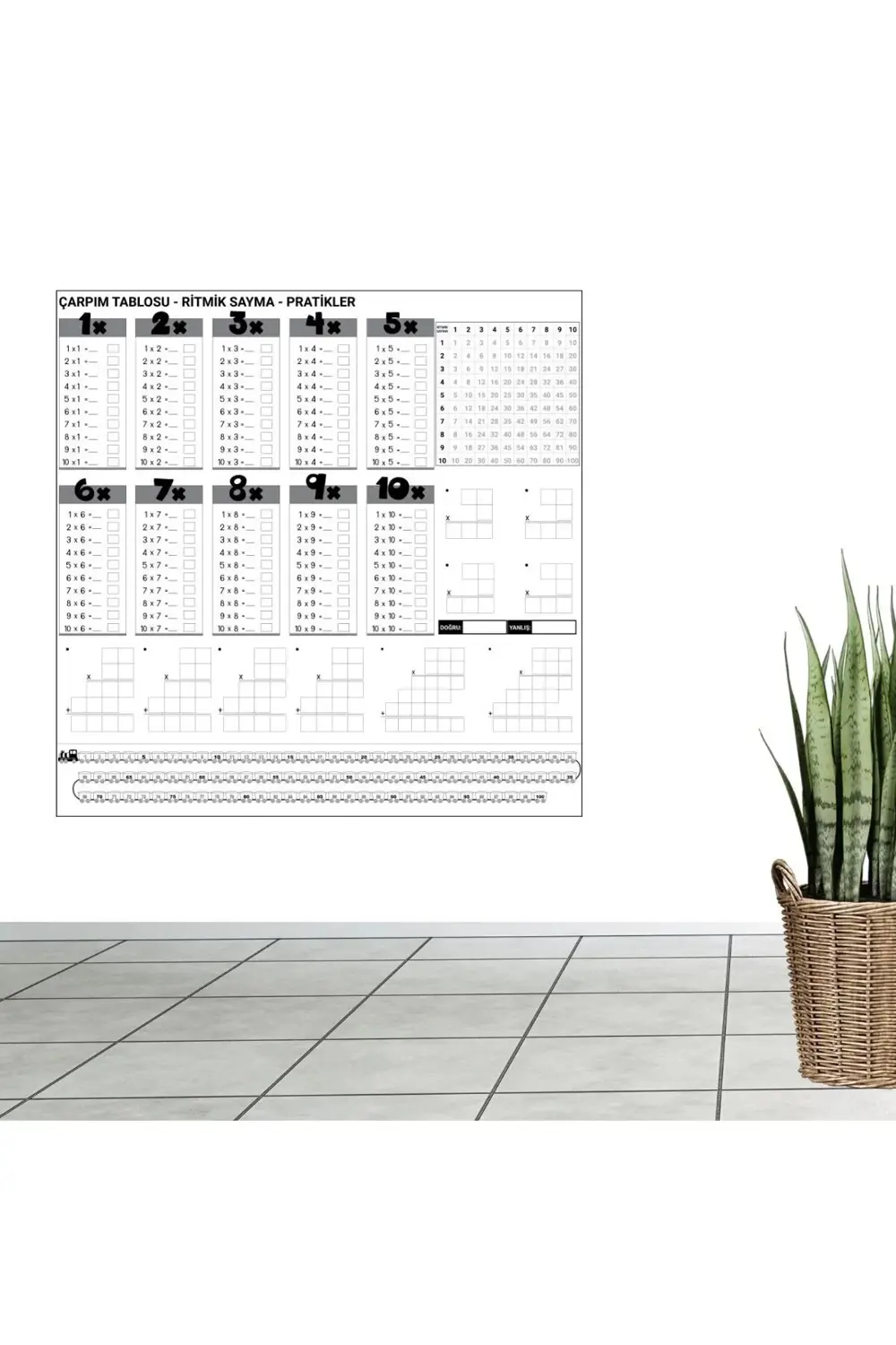BUFFER® Çarpım Tablosu Ezberleme Manyetik Duvar Stickerı 105 x 10