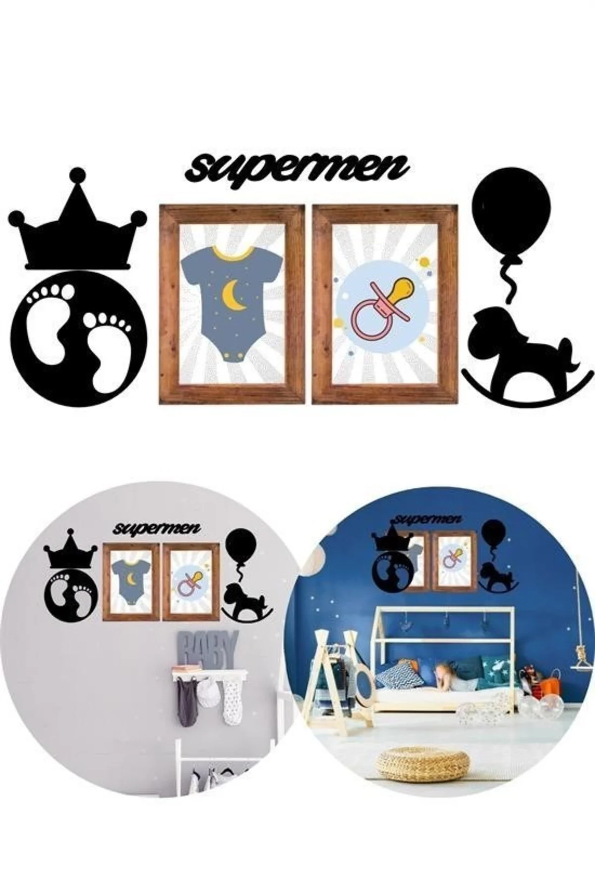 BUFFER® DECO103 Supermen Dekoratif Duvar Süsü Tablo Aksesuar Ahşa