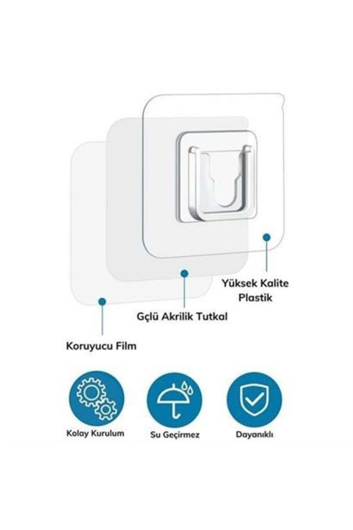 BUFFER® Eşya Sabitleme Askısı 10 Çift Şeffaf Çift Taraflı Yapışka