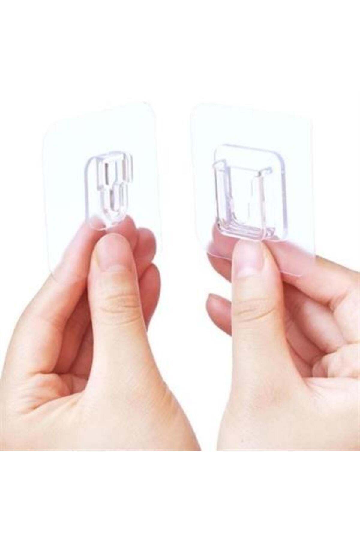 BUFFER® Eşya Sabitleme Askısı 10 Çift Şeffaf Çift Taraflı Yapışka