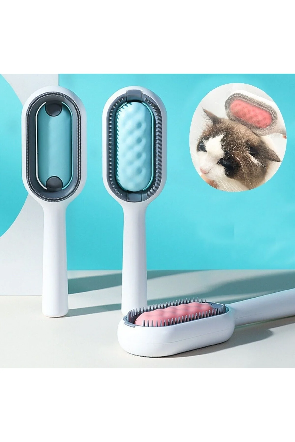 BUFFER® Evcil Hayvanlar İçin Çift Taraflı Pet Fırçası Nemli Tüy Tarama Tarağı BUFFER® Evcil Hayvanlar İçin Çift Taraflı Pet Fırçası Nemli Tüy Tarama Tarağı - Görsel 6