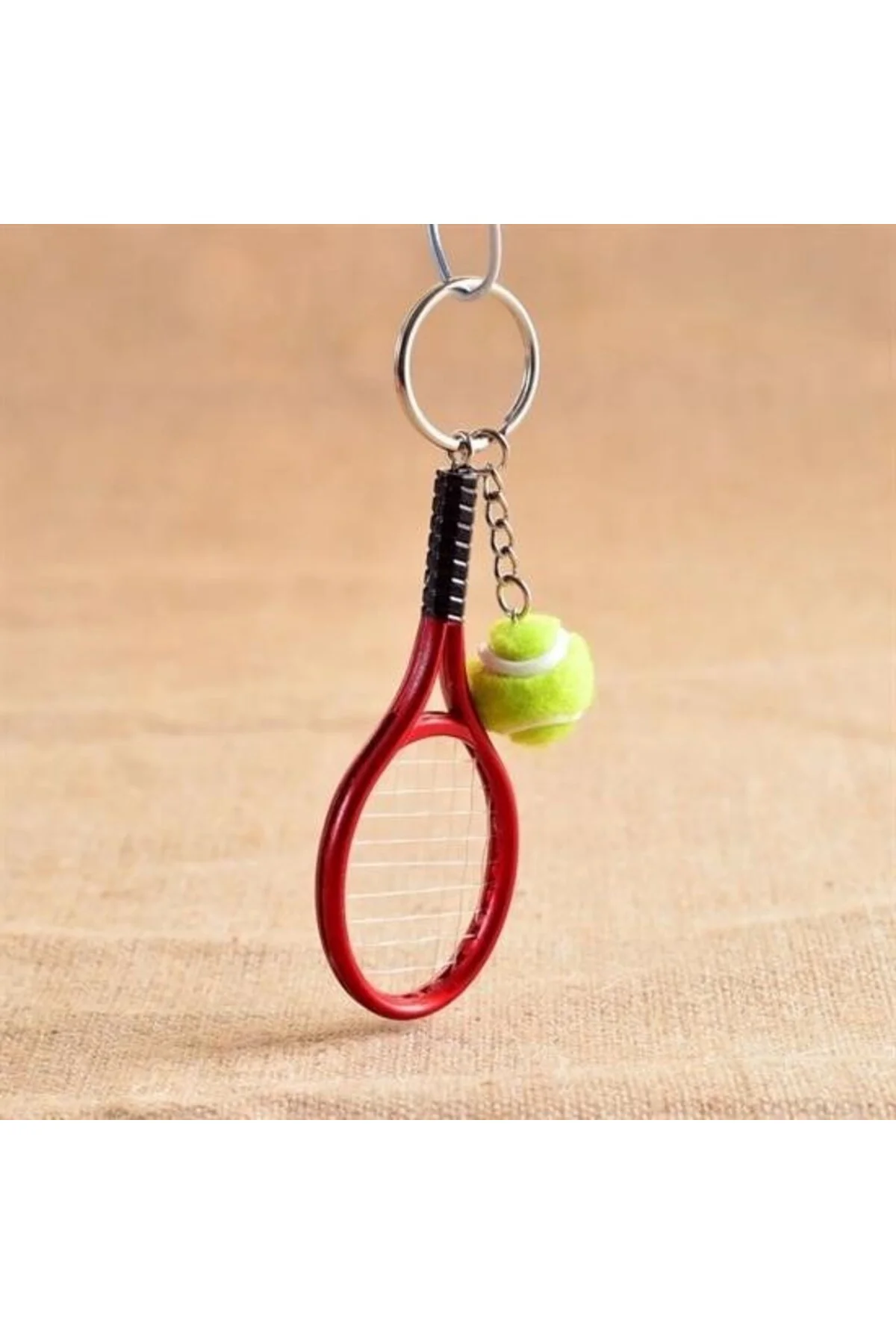 BUFFER® Gerçekçi Tenis Raketi Tasarımlı Şık Anahtarlık Kolye Çant