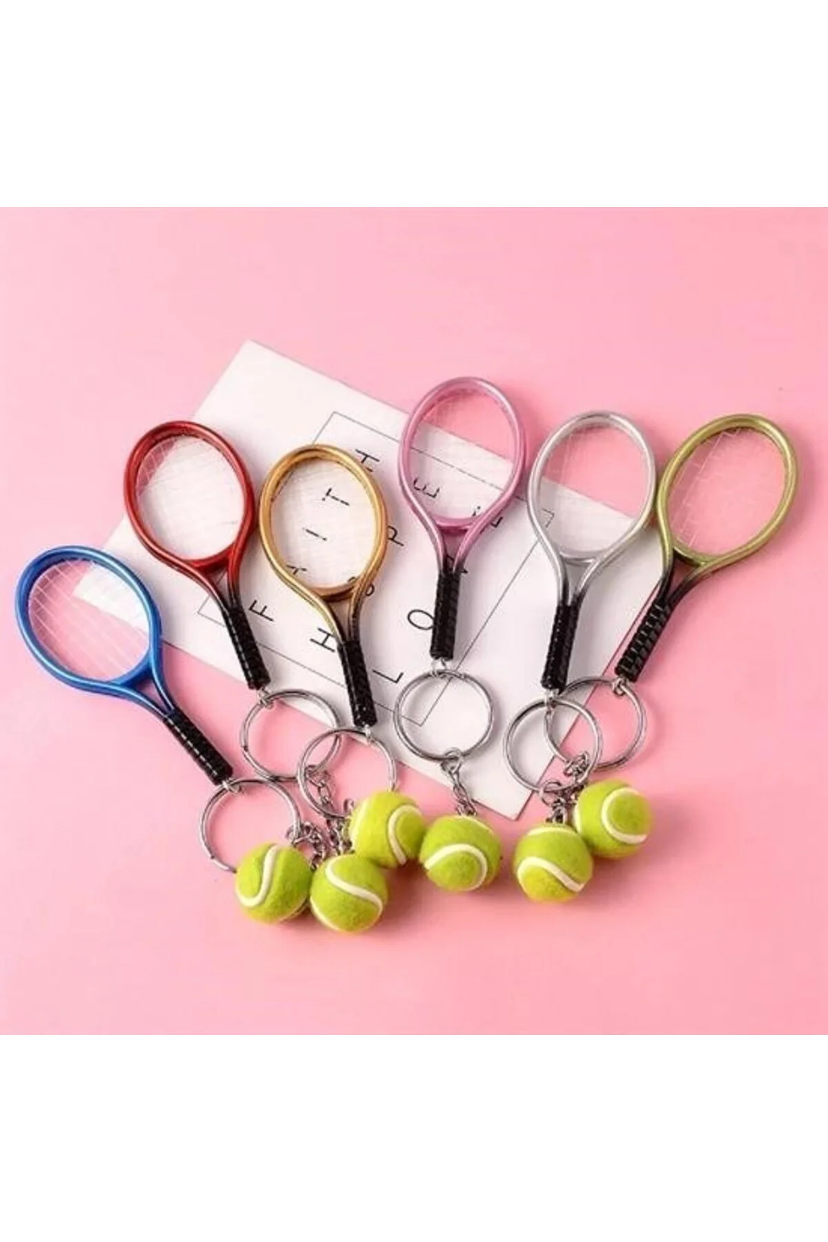 BUFFER® Gerçekçi Tenis Raketi Tasarımlı Şık Anahtarlık Kolye Çant