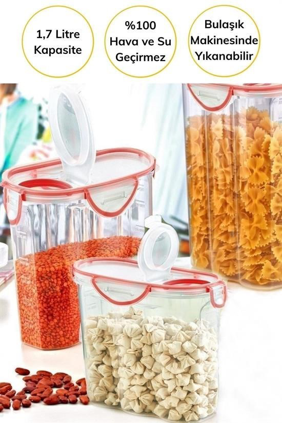 BUFFER® Kilitli Kapaklı Contalı Hava,Su Sıvı Geçirmez 1,7 Litre E