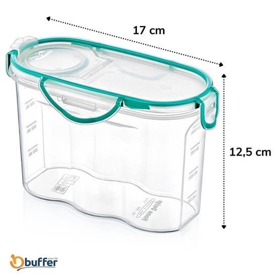 BUFFER® Kilitli Kapaklı Contalı Hava,Su Sıvı Geçirmez 1,2 Litre E