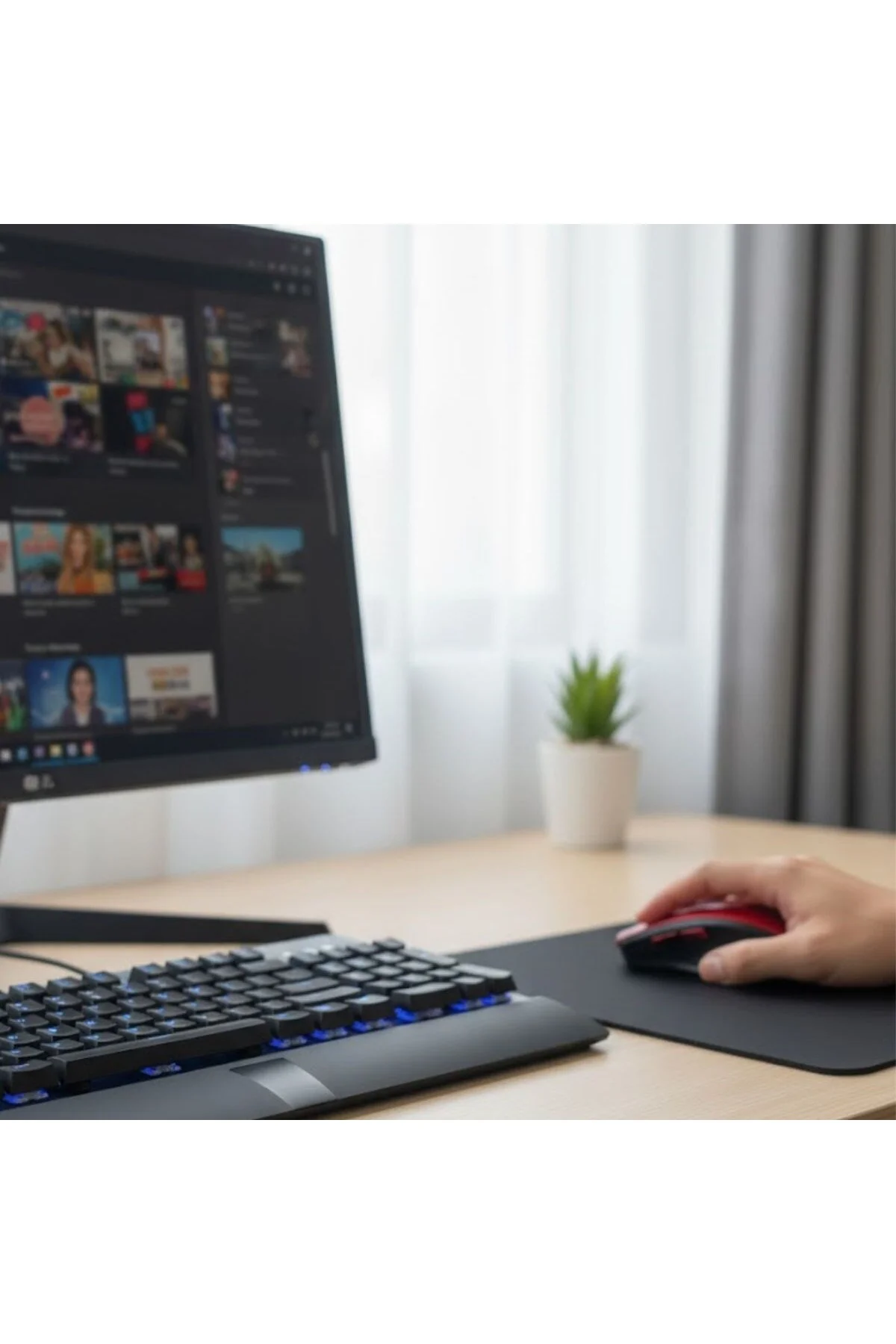 BUFFER® Kırmızı Renkli Baş Parmak Destekli Ergonomik Sessiz Kablo