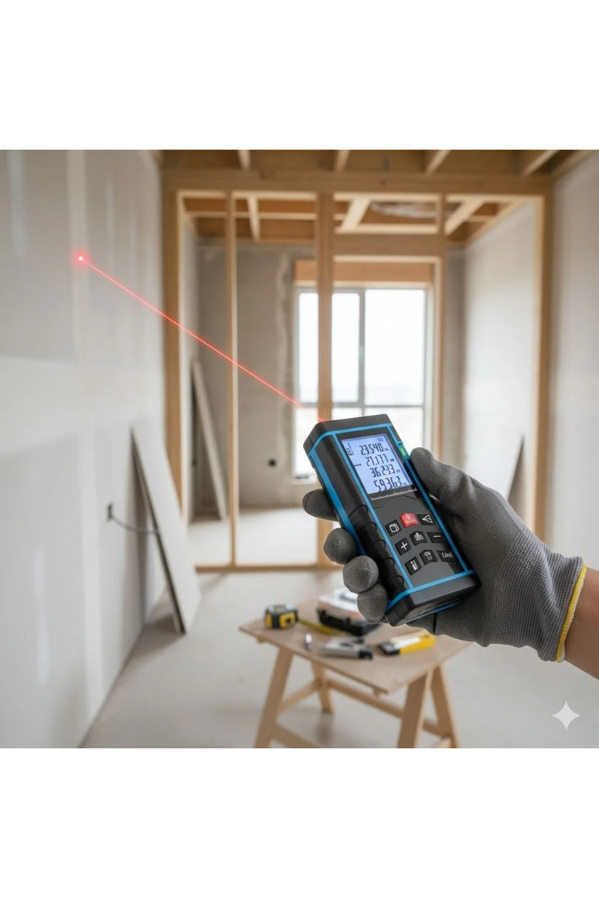 BUFFER® Profesyonel 40 Metre Dijital Lazer Metre Ölçüm Cihazı-LCD