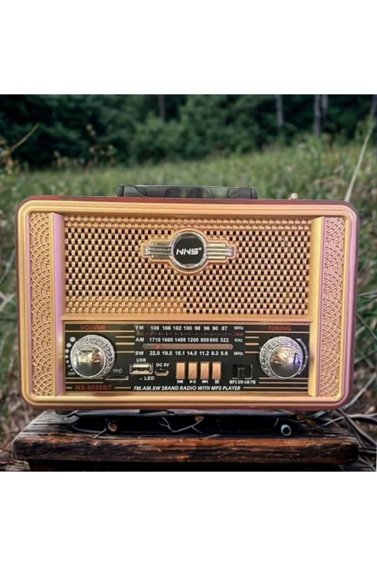 BUFFER® Retro, Nostaljik, Ahşap Tasarım Bluetooth Hoparlörlü, Şar
