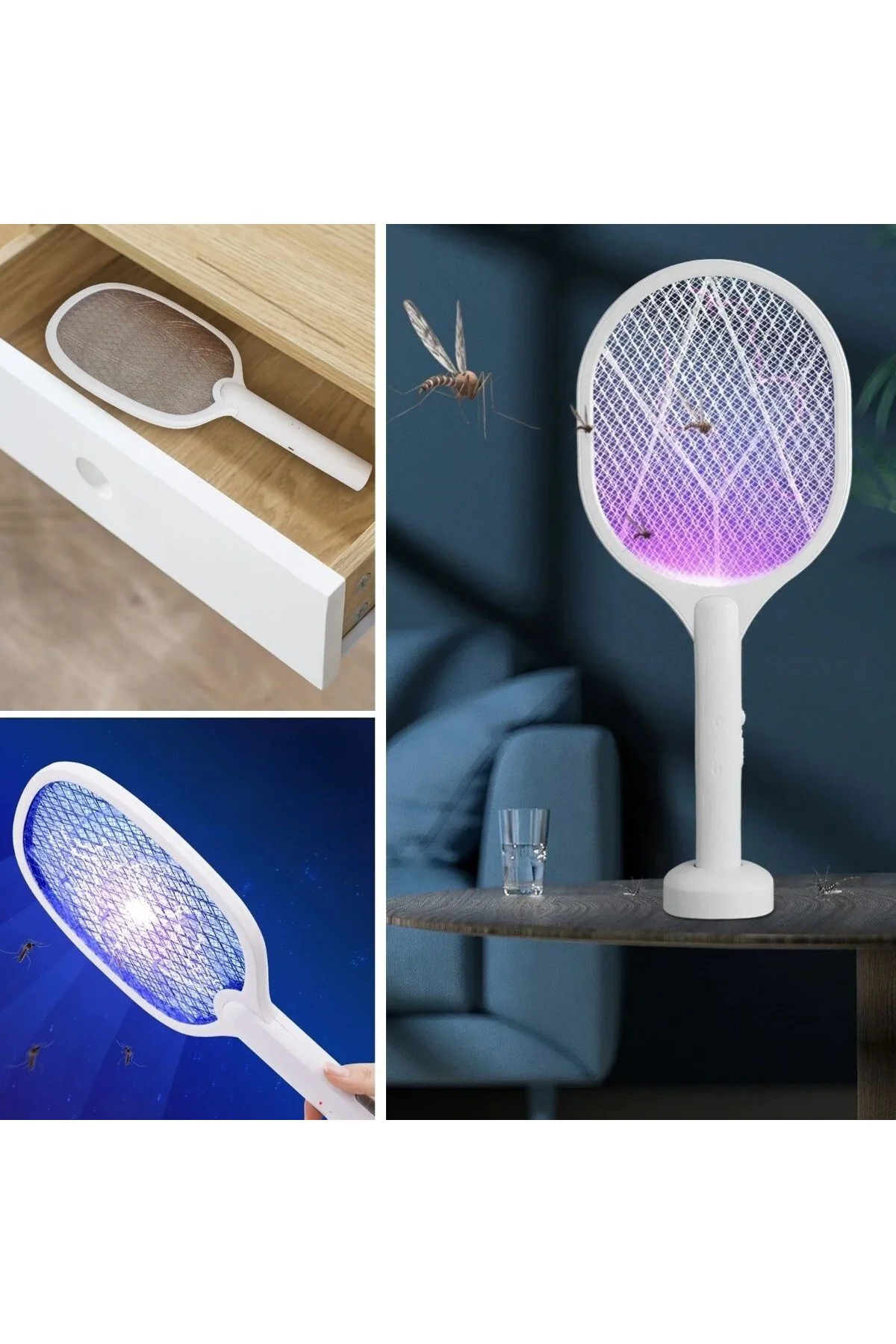 BUFFER® Şarjlı Sinek Öldürücü Masaüstü Standlı,Mor Işık Sinek Kov