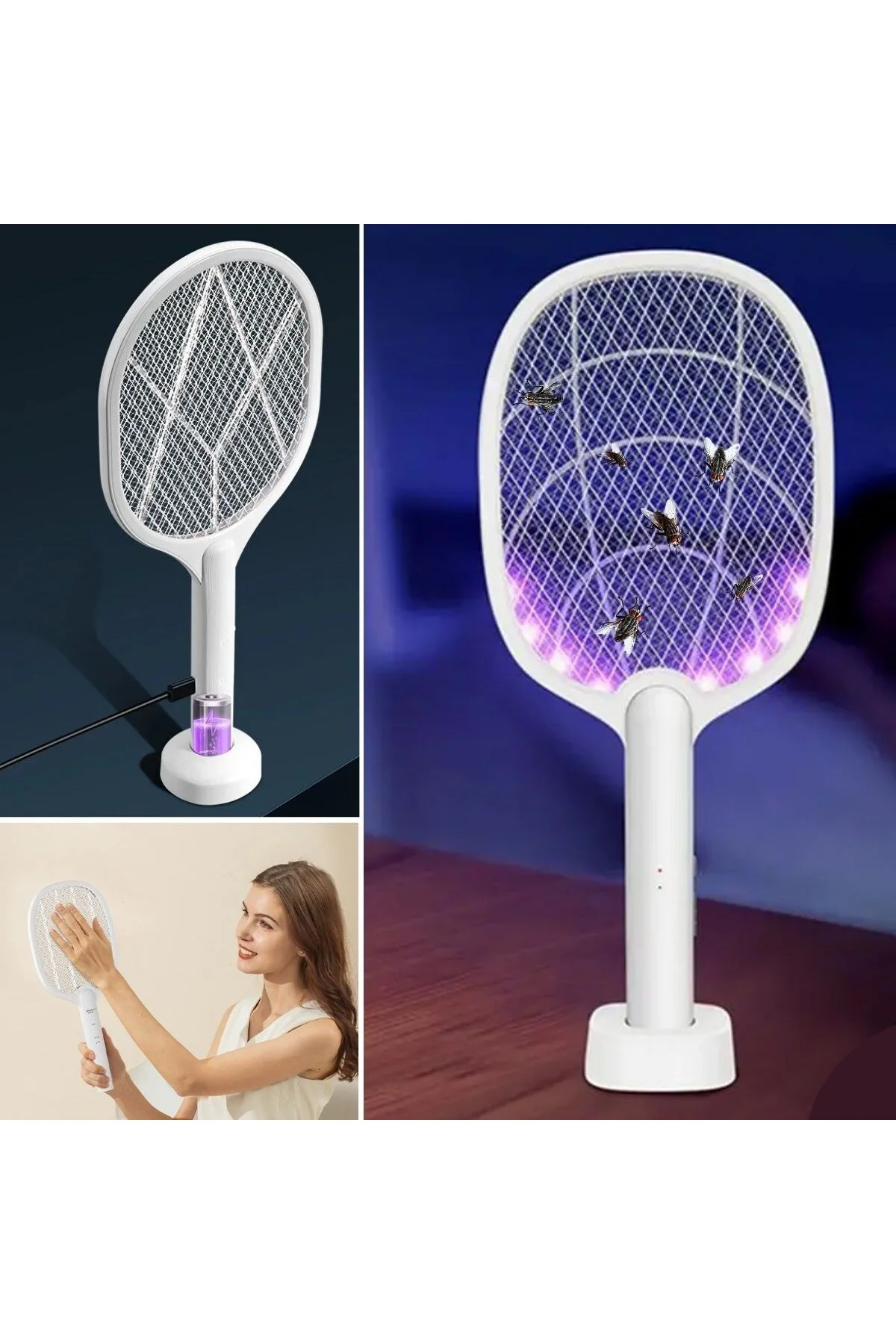 BUFFER® Şarjlı Sinek Öldürücü Masaüstü Standlı,Mor Işık Sinek Kov