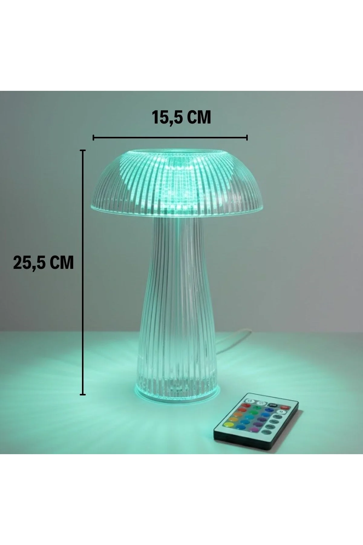 BUFFER® Şeffaf Mantar Model LED Masa Lambası –Kumandalı Şarjlı, Dokunmatik, Rengarek Işık Modlu Dekoratif Gece Lambası - Görsel 4