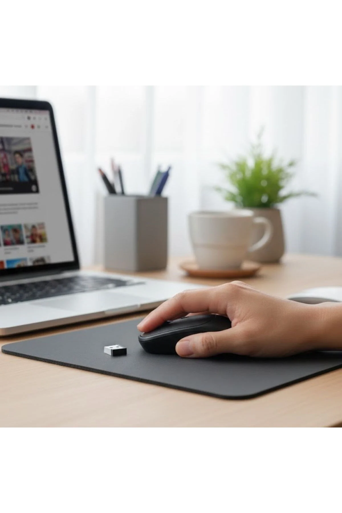 BUFFER® Siyah Renkli Ergonomik Sessiz Kablosuz Mouse – USB Alıcıl