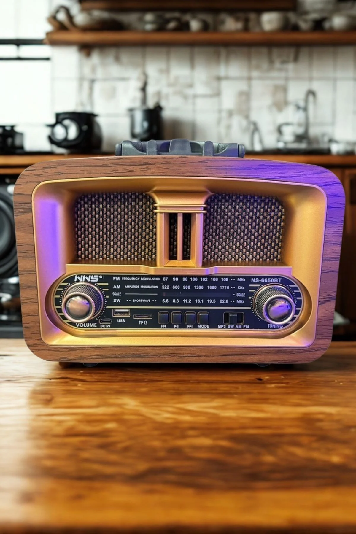 BUFFER® Taşınabilir Klasik AM/FM/SW  Retro Ev Radyo USB ile Şarj 