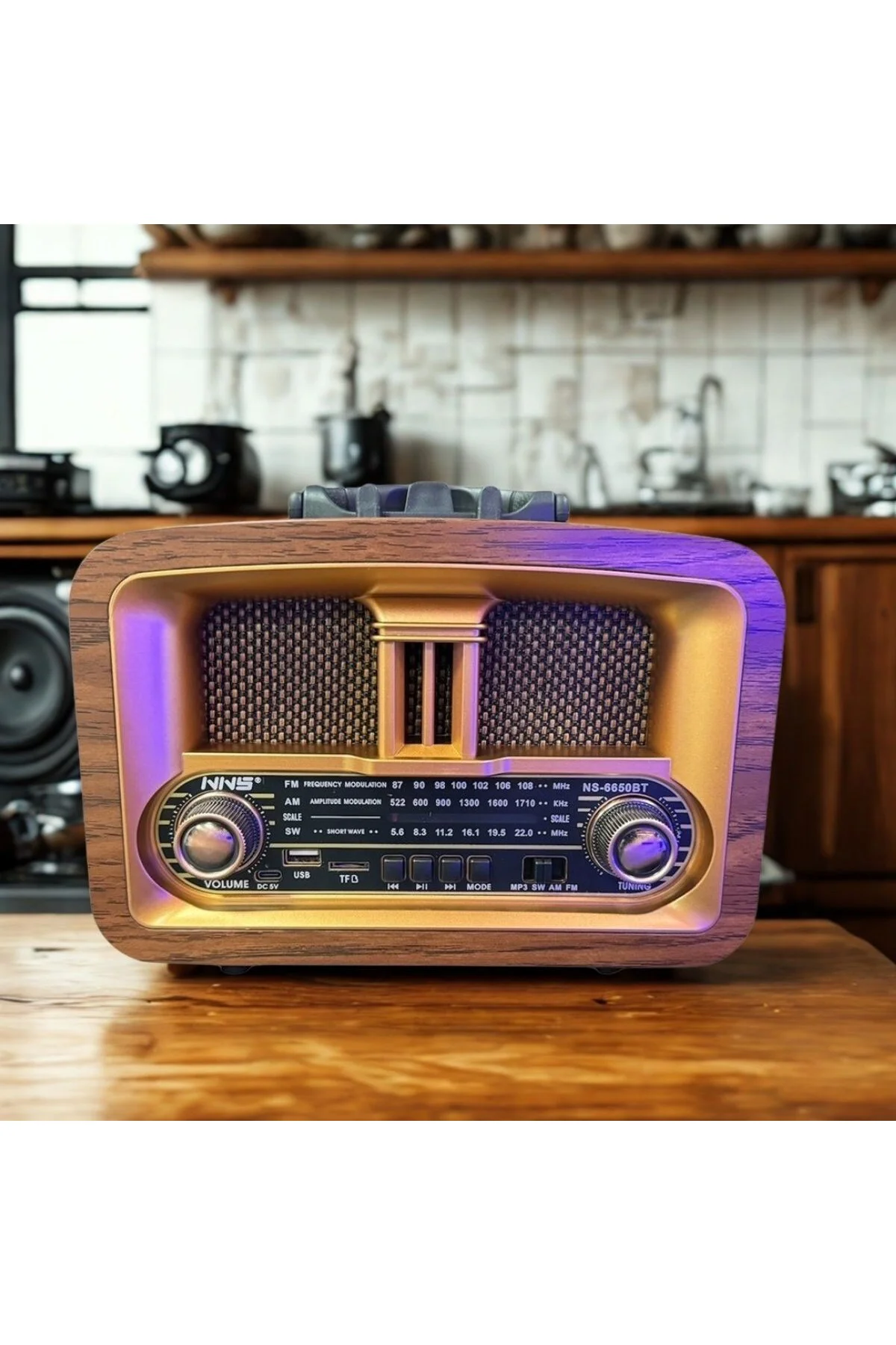 BUFFER® Taşınabilir Klasik AM/FM/SW  Retro Ev Radyo USB ile Şarj 