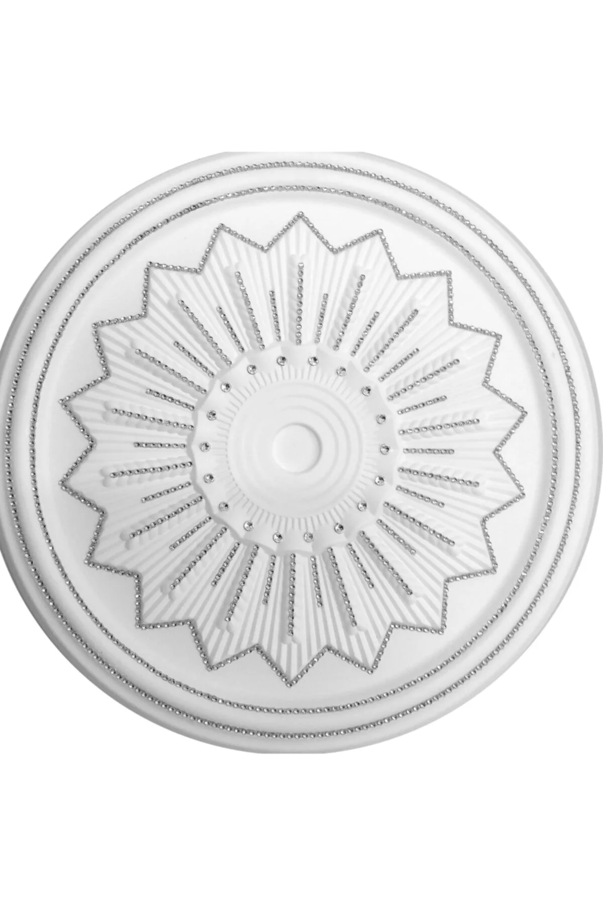 Buğday Desenli Stropiyer Taşlı Tavan Lamba Göbeği -50 Cm- Gümüş R