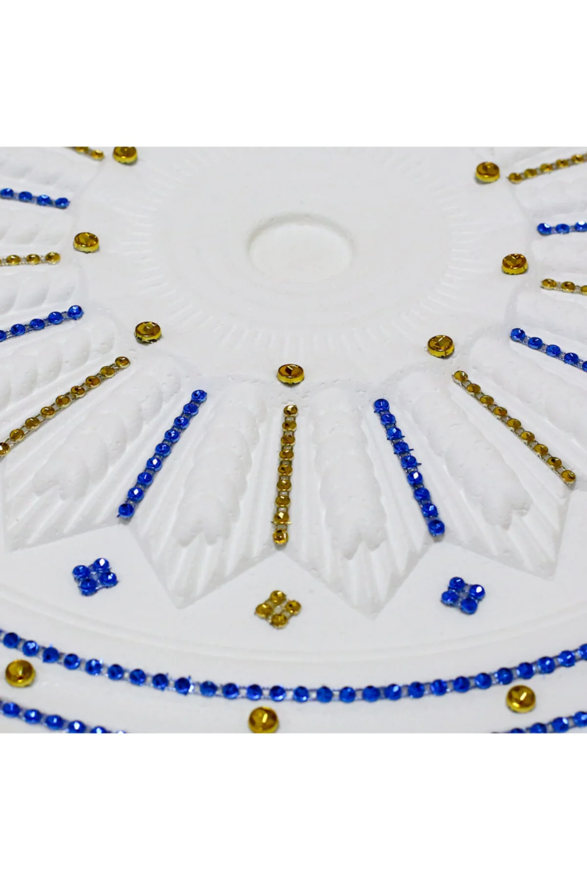 Buğday Desenli Stropiyer Sarı Lacivert Renk Taşlı Tavan Lamba Göb