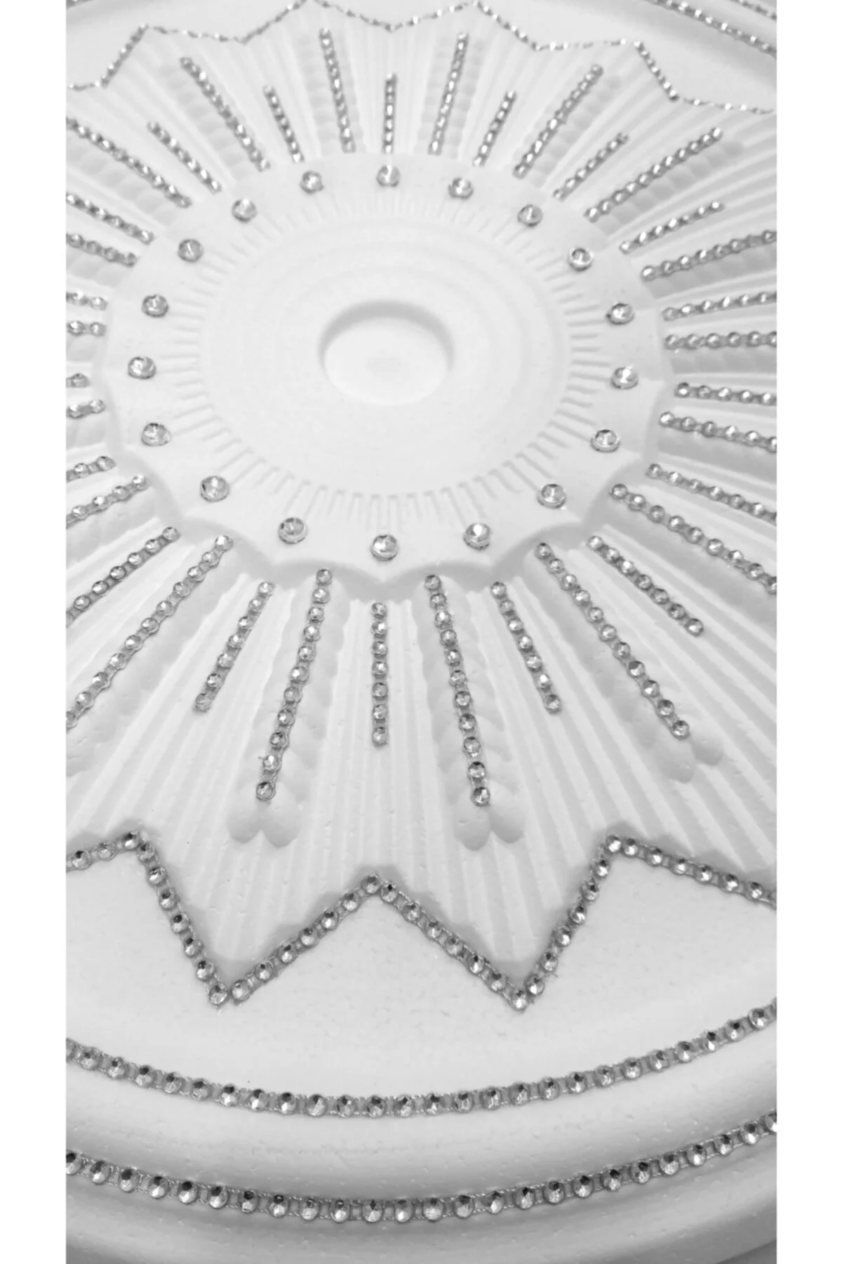 Buğday Desenli Stropiyer Taşlı Tavan Lamba Göbeği -50 Cm- Gümüş R