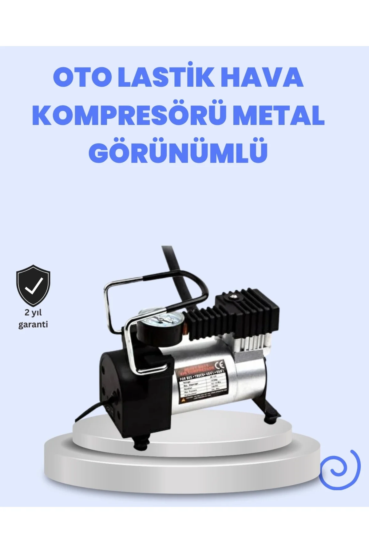 Buğz Dc 12V Metal Hava Kompresörü Araç Lastik Şişirme 35L/Dk