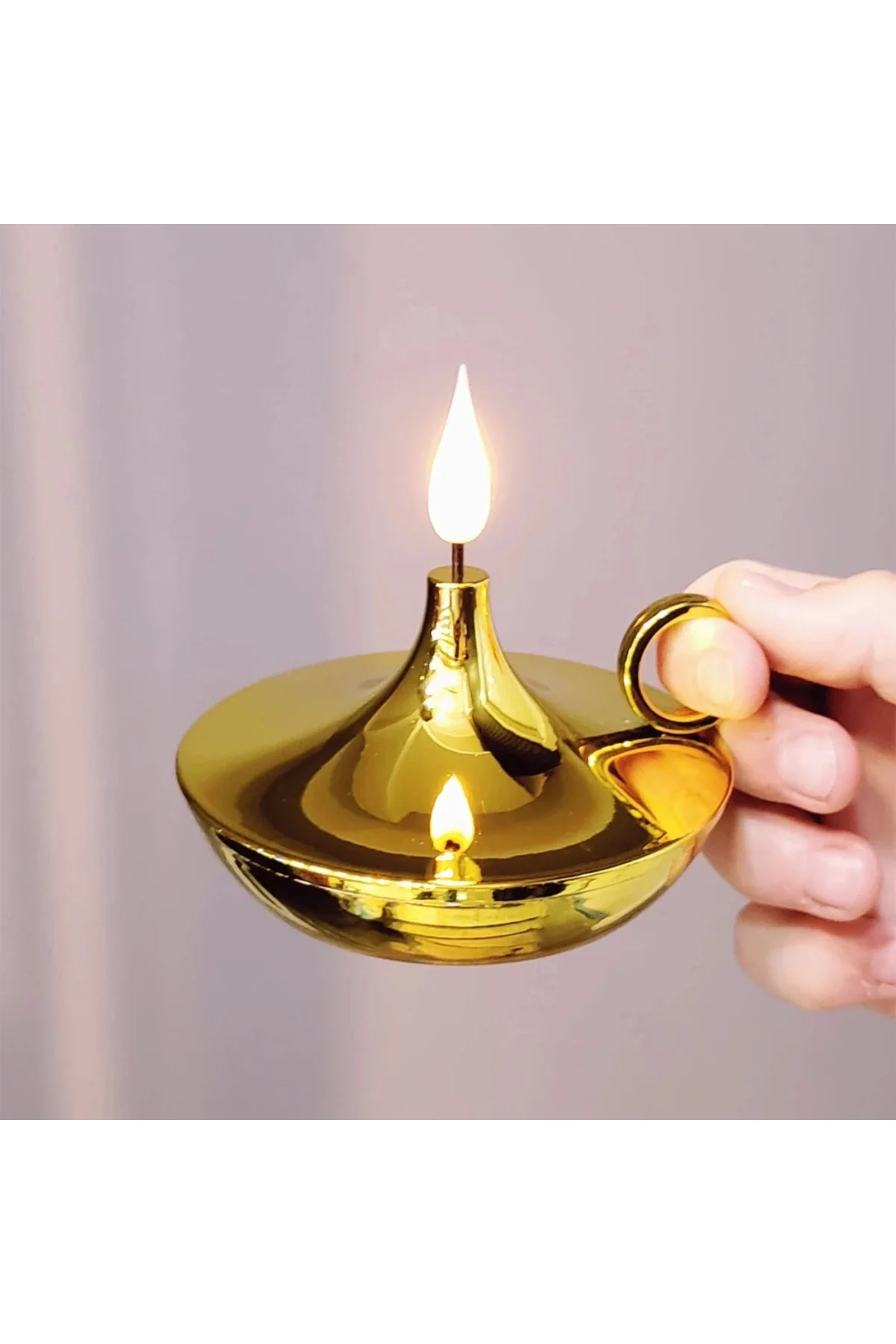 Buğz Dekoratif Gold Pilli Mum Lamba