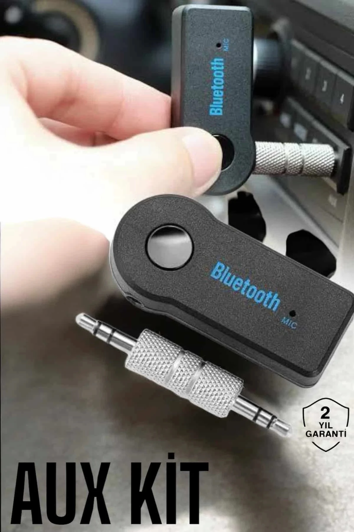 Buğz Kablosuz Bluetooth Aux Araç Kiti Siyah Hafıza Kartlı
