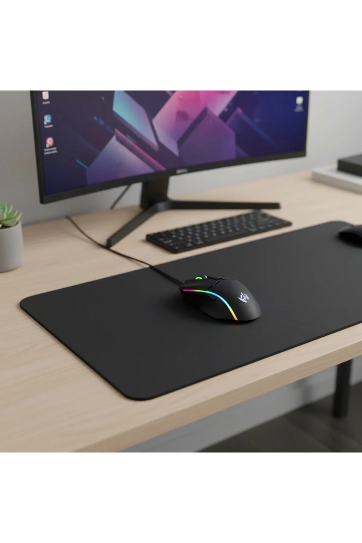 Buğz Kaymaz Alt Tabanlı Siyah Mouse Pad 40X30 Cm