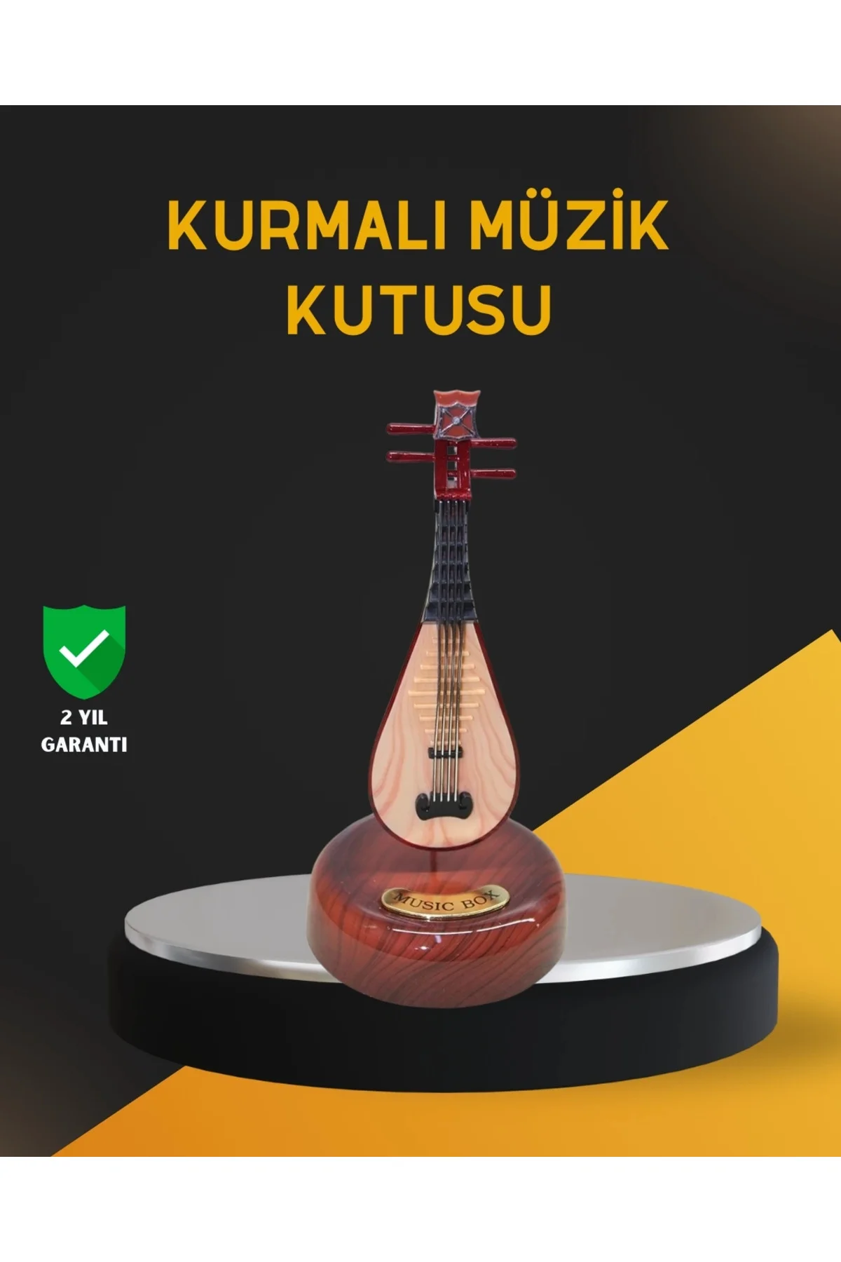 Buğz Klasik Ud Figürlü Melodili Müzik Kutusu Hediyelik