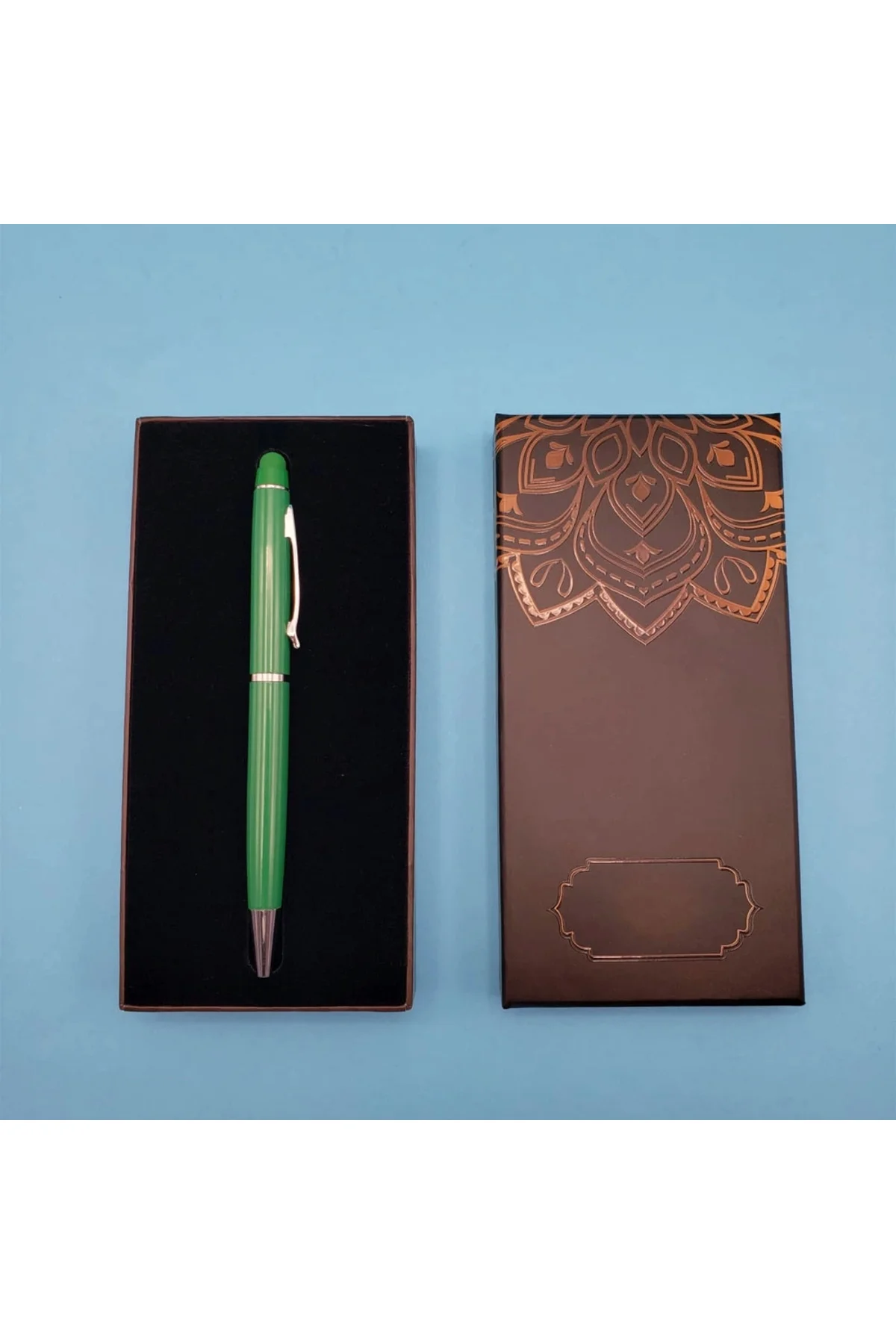 Buğz Mandala Desenli Kutulu Yeşil Touchpen Tükenmez Kalem